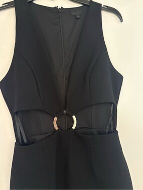 NBD Black Mini Dress with Gold Ring Cutout